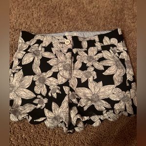 Crown and ivy black and white floral print shorts - size 8